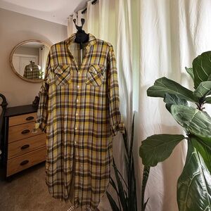 CP Shades Yellow and Navy Plaid Button-Up Shirt